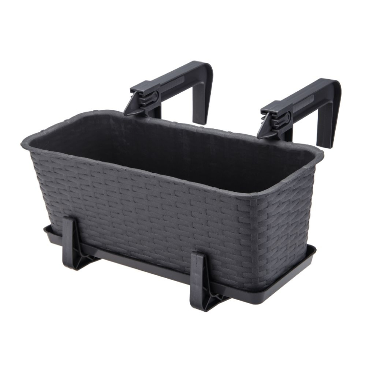 Doniczka balkonowa RATTAN 40cm grafit